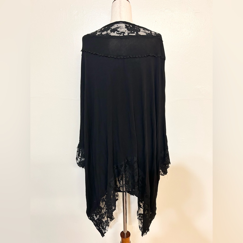 PARMI Black Knit Lace Trim Adjustable Neckline Blouse Dress - Picture 3 of 4